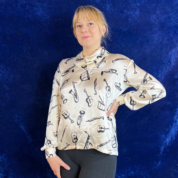 Escada Novelty Print Blouse | VTG Vintage | Deadstock | Silk | - Picture 2 of 5